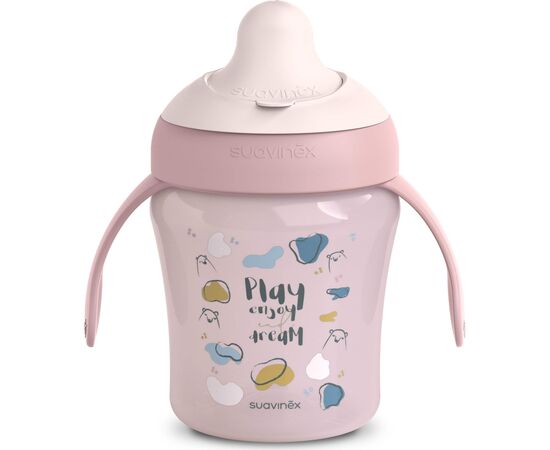 Поильник-непроливайка Suavinex Bear Family чашка с носиком, 200 мл +6 мес. розовая (402642), изображение 2