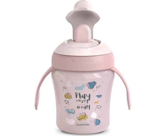 Поильник-непроливайка Suavinex Bear Family чашка с носиком, 200 мл +6 мес. розовая (402642), изображение 3