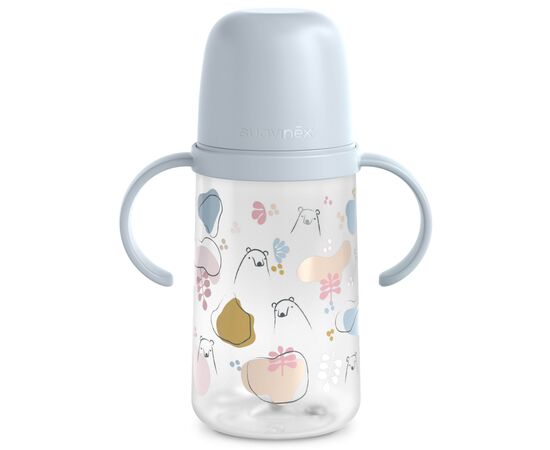 Поильник-непроливайка Suavinex Bear family чашка с силиконовым носиком, 270 мл,+6 мес голубая (308677), изображение 2