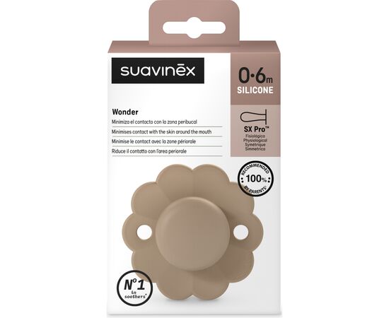 Пустышка Suavinex Wonder физиологическая, 0-6 мес. бежевая (308372), изображение 3 Пустышка Suavinex Wonder физиологическая, 0-6 мес. бежевая (308372), изображение 3