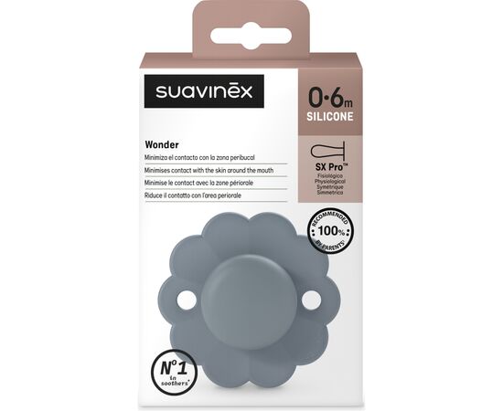 Пустышка Suavinex Wonder физиологическая, 0-6 мес. голубая (308380), изображение 3