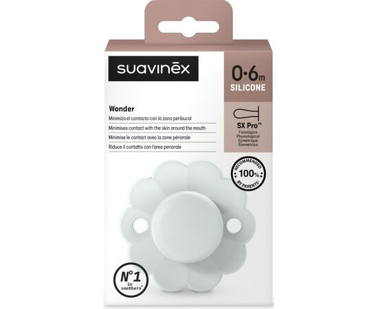 Пустышка Suavinex Wonder физиологическая, 0-6 мес. светло-голубой (308375), изображение 3 Пустышка Suavinex Wonder физиологическая, 0-6 мес. светло-голубой (308375), изображение 3