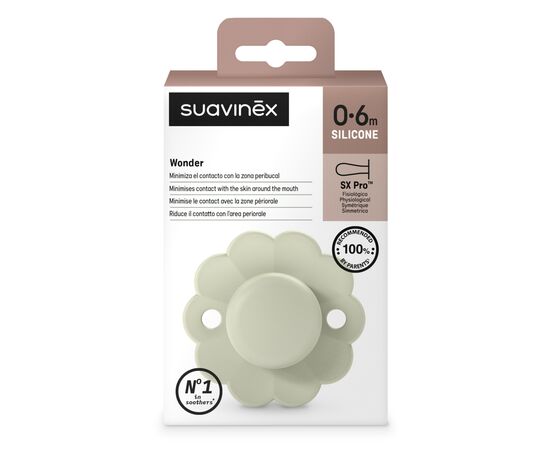 Пустышка Suavinex Wonder физиологическая, 0-6 мес. светло-зеленая (308374), изображение 3 Пустышка Suavinex Wonder физиологическая, 0-6 мес. светло-зеленая (308374), изображение 3