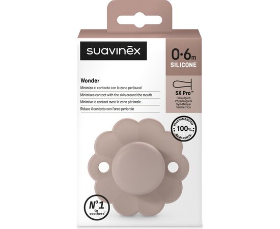 Пустышка Suavinex Wonder физиологическая, 0-6 мес. светло-розовая (308377), изображение 3 Пустышка Suavinex Wonder физиологическая, 0-6 мес. светло-розовая (308377), изображение 3