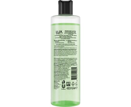 Гель для душа Lux Botanicals Кактус и гиалуроновая кислота 480 мл (8720181499845), изображение 2 Гель для душа Lux Botanicals Кактус и гиалуроновая кислота 480 мл (8720181499845), изображение 2