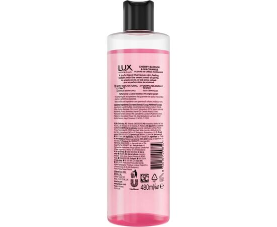 Гель для душа Lux Botanicals Цвет вишни и ниацинамид 480 мл (8720181499814), изображение 2 Гель для душа Lux Botanicals Цвет вишни и ниацинамид 480 мл (8720181499814), изображение 2