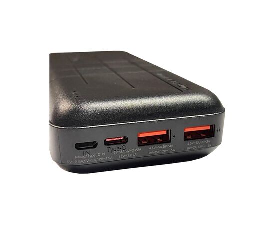 Батарея универсальная XO 20000mAh, PD/20W, QC3.0/22.5W, Input(Type-C,MicroUSB), Output(2*USB,Type-C), Black (PR188_Black), изображение 4 Батарея универсальная XO 20000mAh, PD/20W, QC3.0/22.5W, Input(Type-C,MicroUSB), Output(2*USB,Type-C), Black (PR188_Black), изображение 4