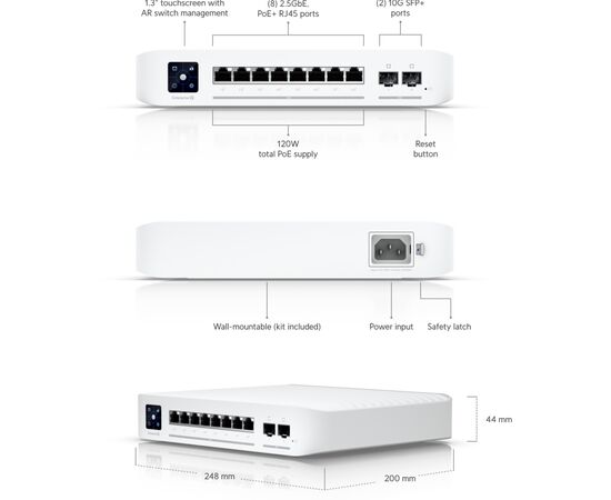 Коммутатор сетевой Ubiquiti USW-PRO-8-POE, изображение 8 Коммутатор сетевой Ubiquiti USW-PRO-8-POE, изображение 8