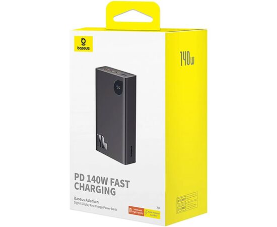 Батарея универсальная Baseus Adaman Metal Digital Display 24000mAh 140W, Black (P10021508113-00) (P10021507112-02), изображение 5 Батарея универсальная Baseus Adaman Metal Digital Display 24000mAh 140W, Black (P10021508113-00) (P10021507112-02), изображение 5