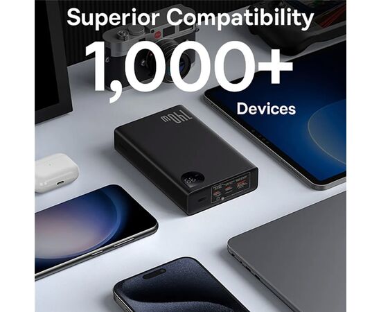 Батарея универсальная Baseus Adaman Metal Digital Display 24000mAh 140W, Black (P10021508113-00) (P10021507112-02), изображение 7 Батарея универсальная Baseus Adaman Metal Digital Display 24000mAh 140W, Black (P10021508113-00) (P10021507112-02), изображение 7