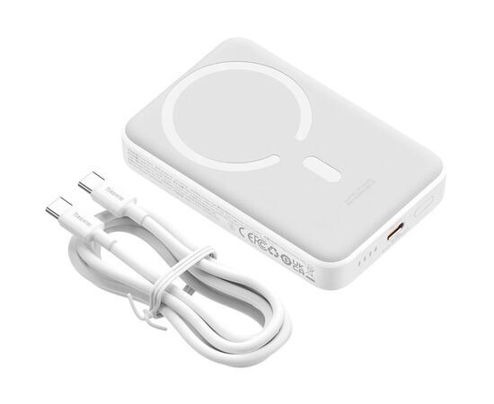 Батарея универсальная Baseus Magnetic Mini 10000mAh 30W, White (PPCX110002\PPCXM1030) (P10022105212-01), изображение 3 Батарея универсальная Baseus Magnetic Mini 10000mAh 30W, White (PPCX110002\PPCXM1030) (P10022105212-01), изображение 3