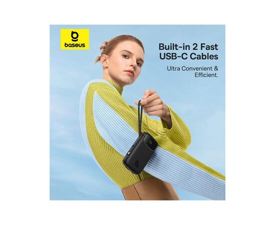 Батарея універсальна Baseus QPow2 20000mAh 30W, with 2*Type-C Cable, Black (P10055009113-00), зображення 5 Батарея універсальна Baseus QPow2 20000mAh 30W, with 2*Type-C Cable, Black (P10055009113-00), зображення 5