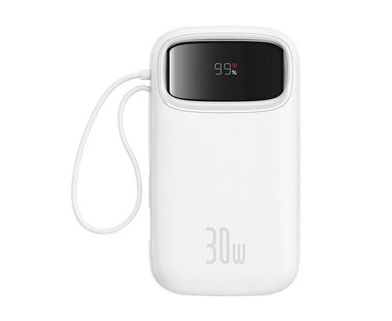 Батарея универсальная Baseus QPow2 20000mAh 30W, with 2*Type-C Cable, White (P10055009213-00), изображение 2 Батарея универсальная Baseus QPow2 20000mAh 30W, with 2*Type-C Cable, White (P10055009213-00), изображение 2