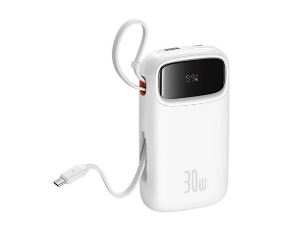 Батарея универсальная Baseus QPow2 20000mAh 30W, with 2*Type-C Cable, White (P10055009213-00), изображение 3 Батарея универсальная Baseus QPow2 20000mAh 30W, with 2*Type-C Cable, White (P10055009213-00), изображение 3