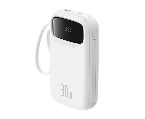 Батарея универсальная Baseus QPow2 20000mAh 30W, with 2*Type-C Cable, White (P10055009213-00), изображение 4 Батарея универсальная Baseus QPow2 20000mAh 30W, with 2*Type-C Cable, White (P10055009213-00), изображение 4