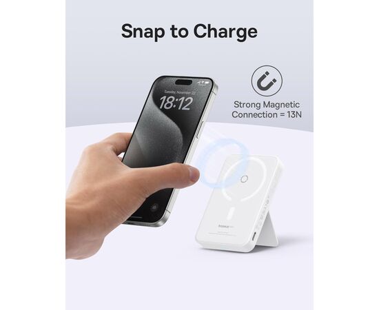 Батарея универсальная Baseus MagPro 5000mAh 20W, White (PPCXZ05) (P10064100222-00), изображение 2 Батарея универсальная Baseus MagPro 5000mAh 20W, White (PPCXZ05) (P10064100222-00), изображение 2