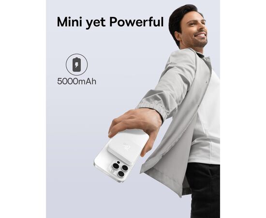 Батарея универсальная Baseus MagPro 5000mAh 20W, White (PPCXZ05) (P10064100222-00), изображение 7 Батарея универсальная Baseus MagPro 5000mAh 20W, White (PPCXZ05) (P10064100222-00), изображение 7