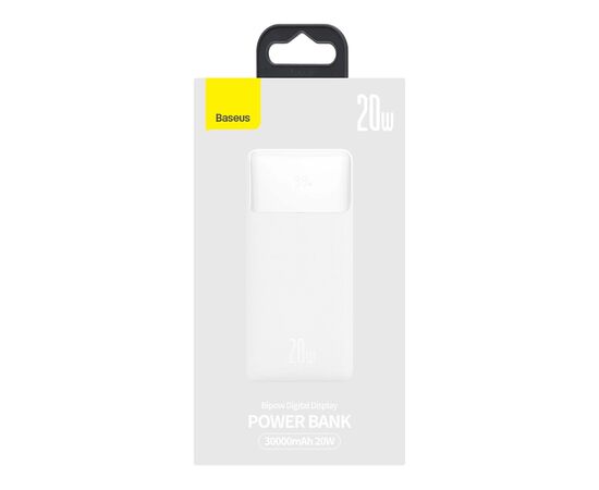 Батарея универсальная Baseus Bipow Overseas 30000mAh 20W, White (PPBD050402), изображение 6 Батарея универсальная Baseus Bipow Overseas 30000mAh 20W, White (PPBD050402), изображение 6