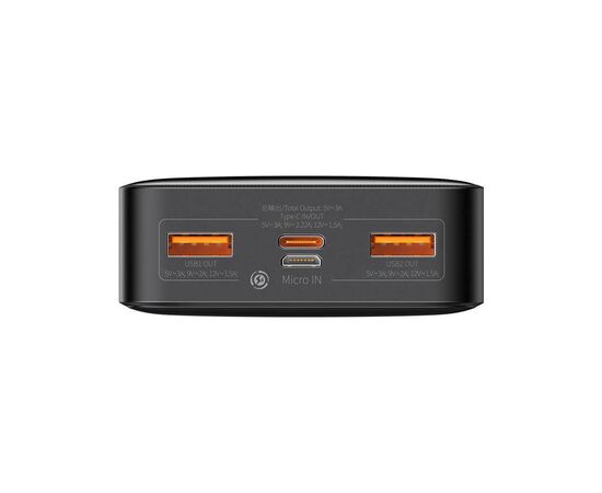 Батарея универсальная Baseus Bipow Digital Display 20000mAh 20W, Black (PPDML-M01) (PPBD050501), изображение 3 Батарея универсальная Baseus Bipow Digital Display 20000mAh 20W, Black (PPDML-M01) (PPBD050501), изображение 3