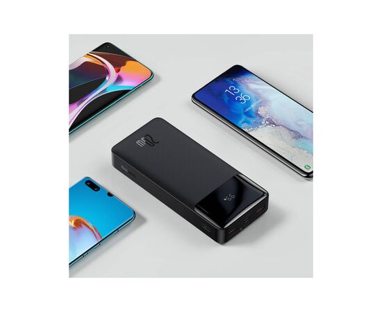 Батарея универсальная Baseus Bipow Digital Display 20000mAh 20W, Black (PPDML-M01) (PPBD050501), изображение 9 Батарея универсальная Baseus Bipow Digital Display 20000mAh 20W, Black (PPDML-M01) (PPBD050501), изображение 9