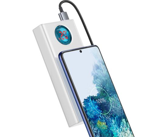 Батарея универсальная Baseus Amblight Digital Quick 30000mAh 65W, White (PPLG000102), изображение 7 Батарея универсальная Baseus Amblight Digital Quick 30000mAh 65W, White (PPLG000102), изображение 7