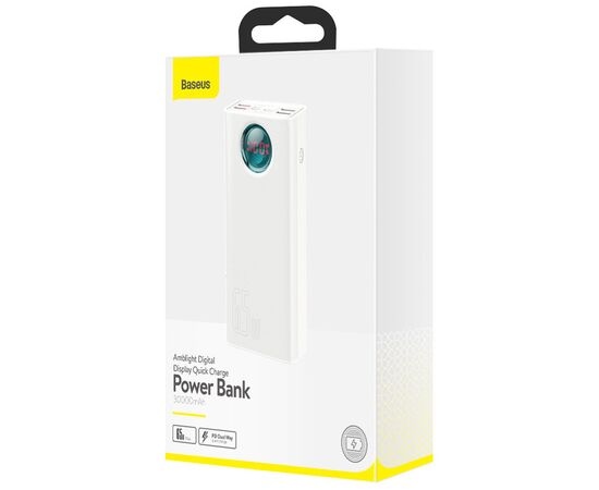 Батарея универсальная Baseus Amblight Digital Quick 30000mAh 65W, White (PPLG000102), изображение 8 Батарея универсальная Baseus Amblight Digital Quick 30000mAh 65W, White (PPLG000102), изображение 8