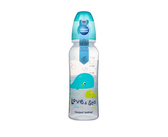 Пляшечка для годування Canpol babies PP LOVE&SEA 250 мл бірюзовий (59/400_tur), зображення 2 Пляшечка для годування Canpol babies PP LOVE&SEA 250 мл бірюзовий (59/400_tur), зображення 2