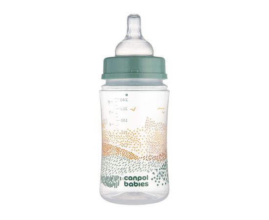 Бутылочка для кормления Canpol babies Easystart MOUNTAINS антиколиковая с широким отверстием 240 мл зеленая (35/243_gre), изображение 2 Бутылочка для кормления Canpol babies Easystart MOUNTAINS антиколиковая с широким отверстием 240 мл зеленая (35/243_gre), изображение 2