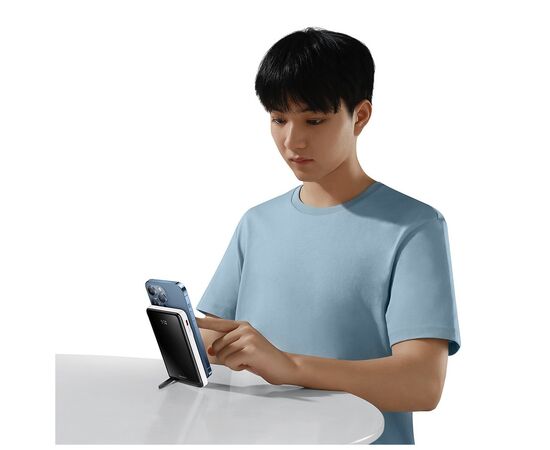 Батарея універсальна Baseus Magnetic Bracket 10000mAh 20W, White (PPCXZ10) (PPCX000002), зображення 10 Батарея універсальна Baseus Magnetic Bracket 10000mAh 20W, White (PPCXZ10) (PPCX000002), зображення 10