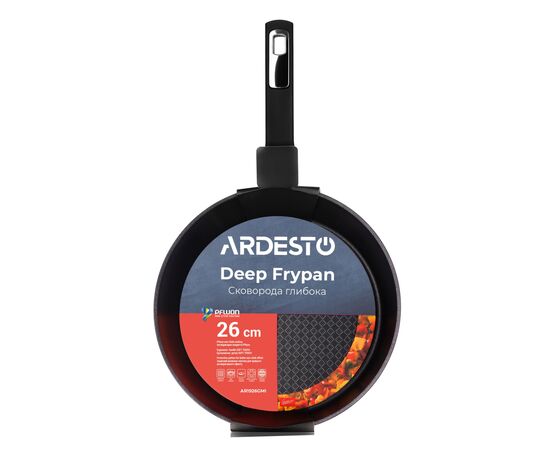 Сковорода Ardesto Gemini Lucca, 26см, алюміній, чорний (AR1926GMI), изображение 5 Сковорода Ardesto Gemini Lucca, 26см, алюміній, чорний (AR1926GMI), изображение 5