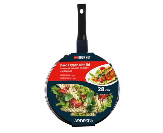 Сковорода Ardesto Gemini Gourmet Andria, 28см, алюміній, чорний (AR1928GMG), изображение 7 Сковорода Ardesto Gemini Gourmet Andria, 28см, алюміній, чорний (AR1928GMG), изображение 7