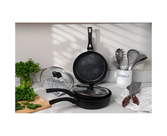 Сковорода Ardesto Gemini Livorno, 24см, алюміній, чорний (AR1224A), изображение 8 Сковорода Ardesto Gemini Livorno, 24см, алюміній, чорний (AR1224A), изображение 8