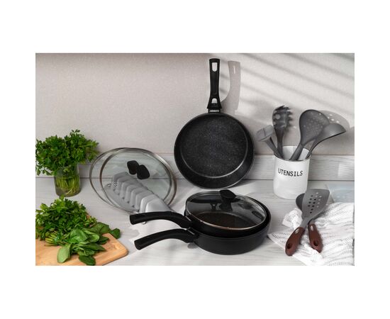 Сковорода Ardesto Gemini Livorno, 28см, алюміній, чорний (AR1228A), изображение 5 Сковорода Ardesto Gemini Livorno, 28см, алюміній, чорний (AR1228A), изображение 5