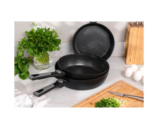 Сковорода Ardesto Gemini Bari, 24см, алюміній, чорний (AR1224B), изображение 2 Сковорода Ardesto Gemini Bari, 24см, алюміній, чорний (AR1224B), изображение 2