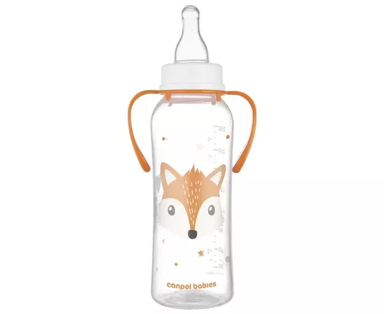 Бутылочка для кормления Canpol babies CUTE ANIMALS стандартная с ручками 250 мл оранжевая (11/845_ora), изображение 2 Бутылочка для кормления Canpol babies CUTE ANIMALS стандартная с ручками 250 мл оранжевая (11/845_ora), изображение 2