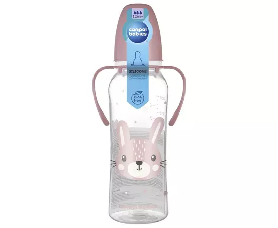 Бутылочка для кормления Canpol babies CUTE ANIMALS стандартная с ручками 250 мл розовая (11/845_pin), изображение 3 Бутылочка для кормления Canpol babies CUTE ANIMALS стандартная с ручками 250 мл розовая (11/845_pin), изображение 3