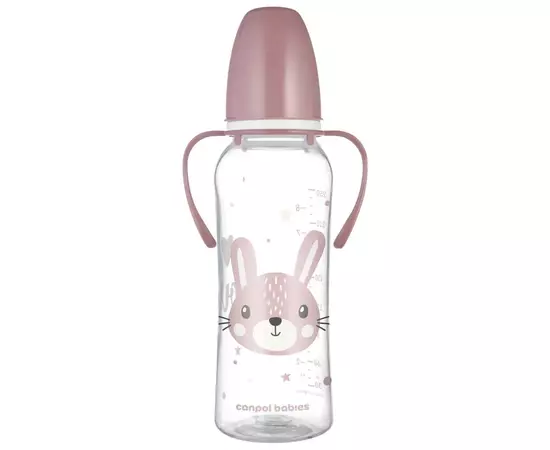 Пляшечка для годування Canpol babies CUTE ANIMALS стандартна з ручками 250 мл рожева (11/845_pin)