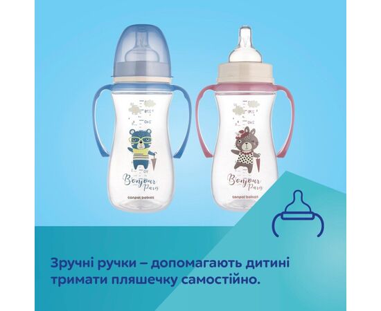 Бутылочка для кормления Canpol babies PP Easystart Bonjour Paris антиколиковая с широким отверстием и ручками 300 мл сын (35/241_blu), изображение 11