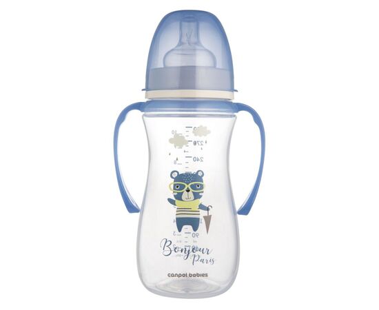 Пляшечка для годування Canpol babies PP Easystart Bonjour Paris антиколікова з широким отвором та ручками 300 мл син (35/241_blu)