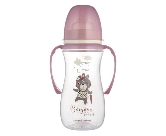 Бутылочка для кормления Canpol babies PP Easystart Bonjour Paris антиколиковая с широким отверстием и ручками 300 м розовая (35/241_pin)