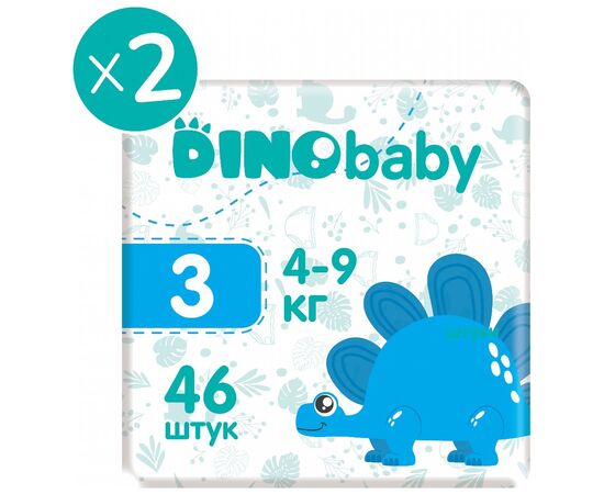 Подгузники Dino Baby Размер 3 (4-9 кг) 92 шт (2000998941178), изображение 2 Подгузники Dino Baby Размер 3 (4-9 кг) 92 шт (2000998941178), изображение 2