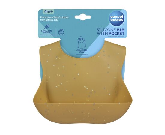 Нагрудничок Canpol babies DOTS силіконовий з кишенькою, бежевий (51/029_bei), зображення 2 Нагрудничок Canpol babies DOTS силіконовий з кишенькою, бежевий (51/029_bei), зображення 2