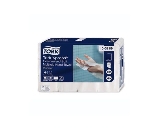 Бумажные полотенца Tork Xpress Premium Soft Листовые узкопанельные Сборка Multifold Белые 2 слоя 21х24 см 225 листов (322542154151), изображение 2