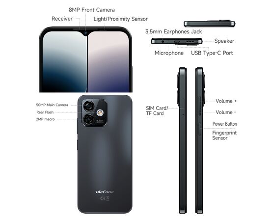 Мобильный телефон Ulefone Note 16 Pro 8/128Gb Meteorite Black (6937748735762), изображение 12 Мобильный телефон Ulefone Note 16 Pro 8/128Gb Meteorite Black (6937748735762), изображение 12