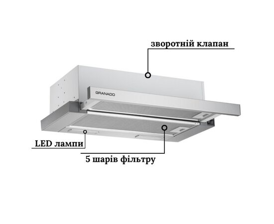 Вытяжка кухонная GRANADO Telde 602-450 inox (GCH316277), изображение 3 Вытяжка кухонная GRANADO Telde 602-450 inox (GCH316277), изображение 3