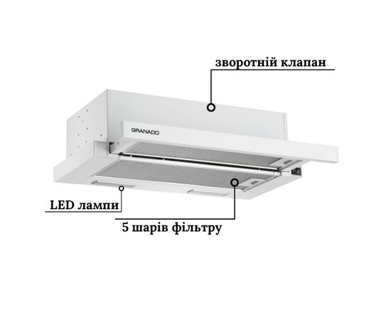 Вытяжка кухонная GRANADO Telde 602-450 white (GCH316255), изображение 3 Вытяжка кухонная GRANADO Telde 602-450 white (GCH316255), изображение 3