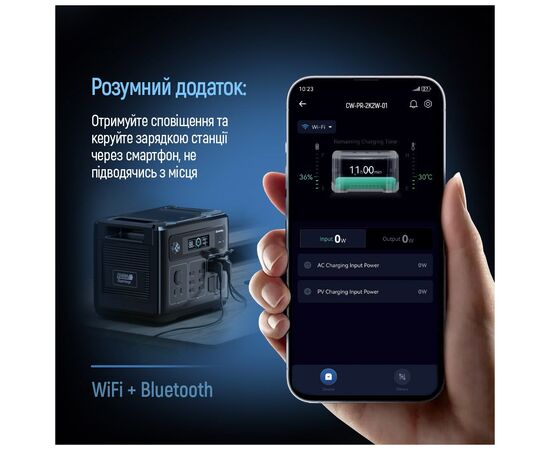 Зарядна станція ColorWay 2400W, 2048Wh (CW-PR-2K2W-01), зображення 10 Зарядна станція ColorWay 2400W, 2048Wh (CW-PR-2K2W-01), зображення 10