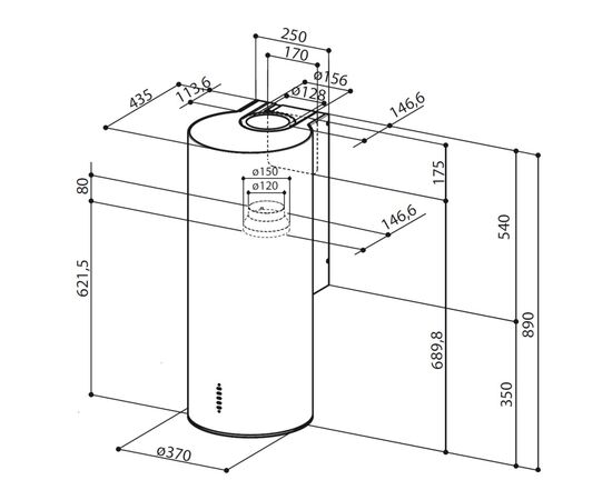Вытяжка кухонная Faber Cylindra Plus Bk Matt A37 (335.0606.998), изображение 3