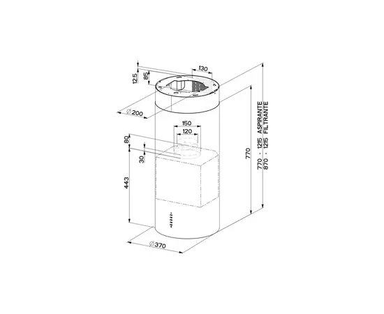 Вытяжка кухонная Faber Cylindra Isola Ev8 X A37 Eln (110.0332.308), изображение 3 Вытяжка кухонная Faber Cylindra Isola Ev8 X A37 Eln (110.0332.308), изображение 3