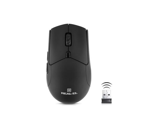 Мышка REAL-EL RM-460W Wireless/Bluetooth Black (EL123200048), изображение 3 Мышка REAL-EL RM-460W Wireless/Bluetooth Black (EL123200048), изображение 3